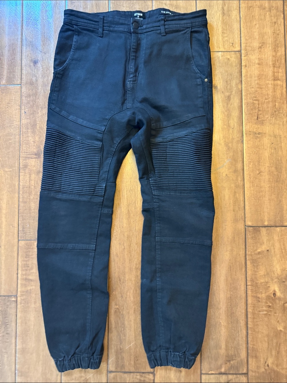 Cotton On Black Ribbed-Knee Jogger Pants 32 denim heavy